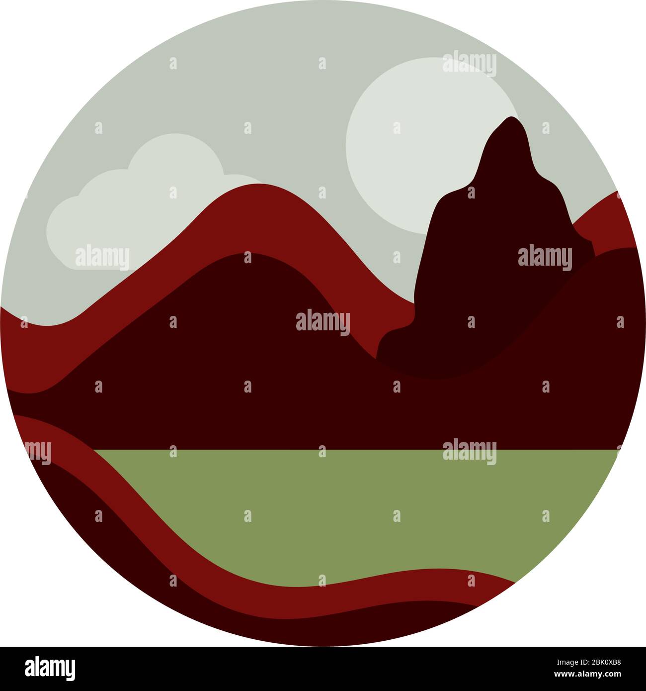 landscape nature mountains field sun vector illustration flat style ...