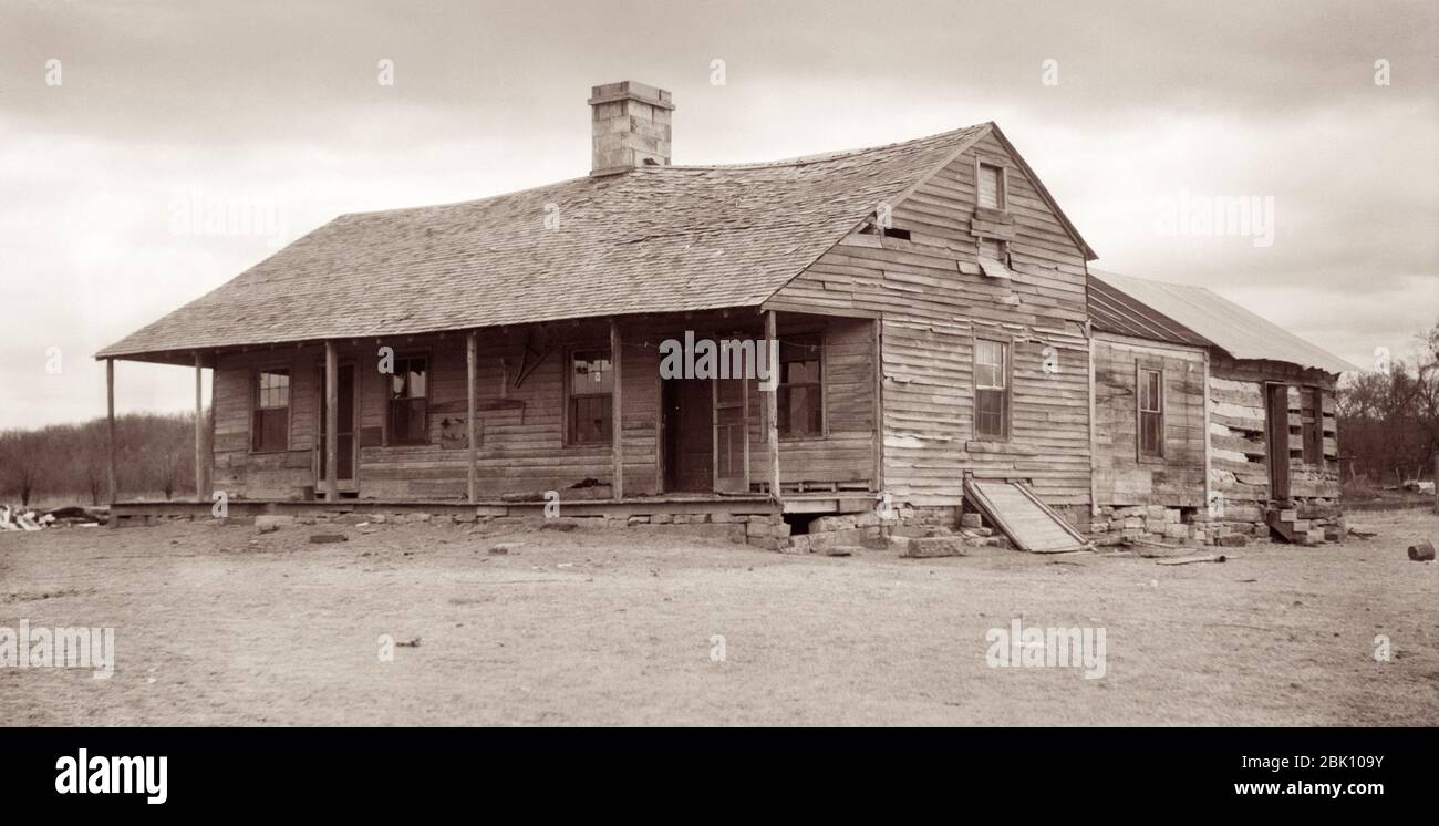 Sam Houston's cabin in Fort Gibson, Oklahoma. In 1830, Houston, an adopted member of the Cherokee Nation, married a Cherokee woman named Talihina (or Tiana or Diana Rogers) and moved to this house which was known as 'Wigwam Neosho.' In late 1832, Houston left for Texas (without Talhina) where he would later become President of the Republic of Texas and Governor of Texas. Stock Photo