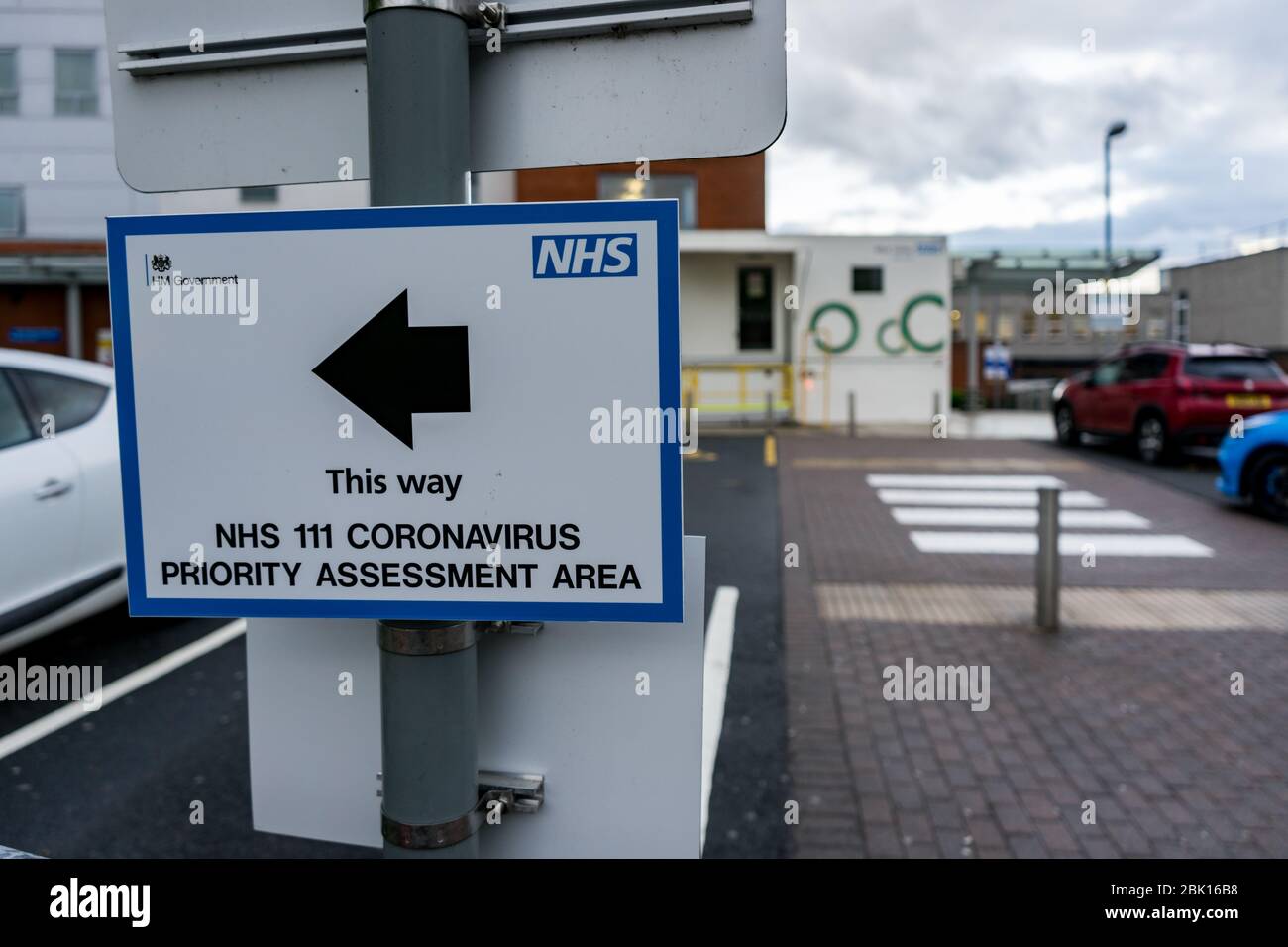 HEREFORD, UNITED KINGDOM APRIL 30, 2020 A sign giving directions o