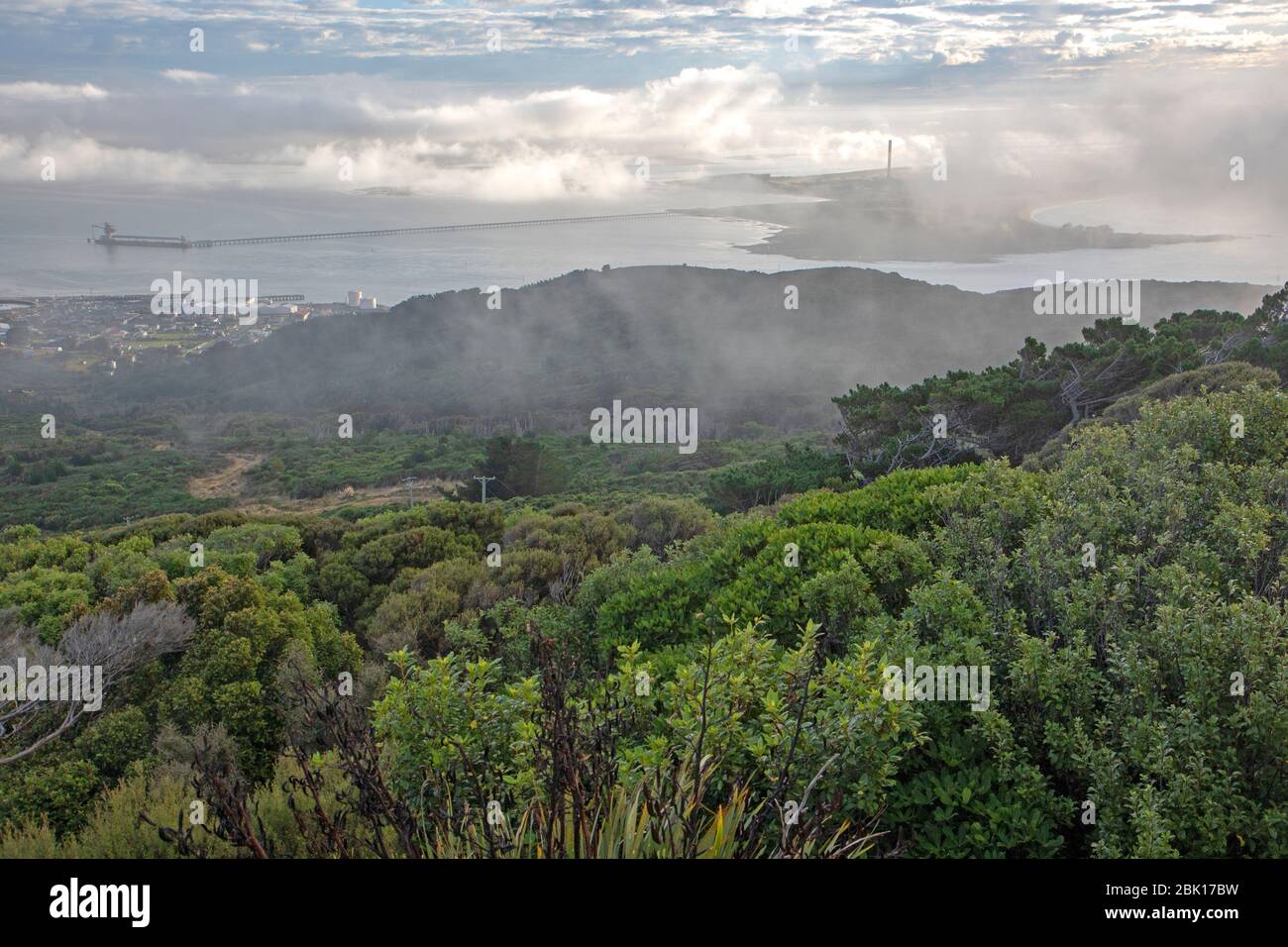 View over Bluff at the South Island's southern tip Stock Photo