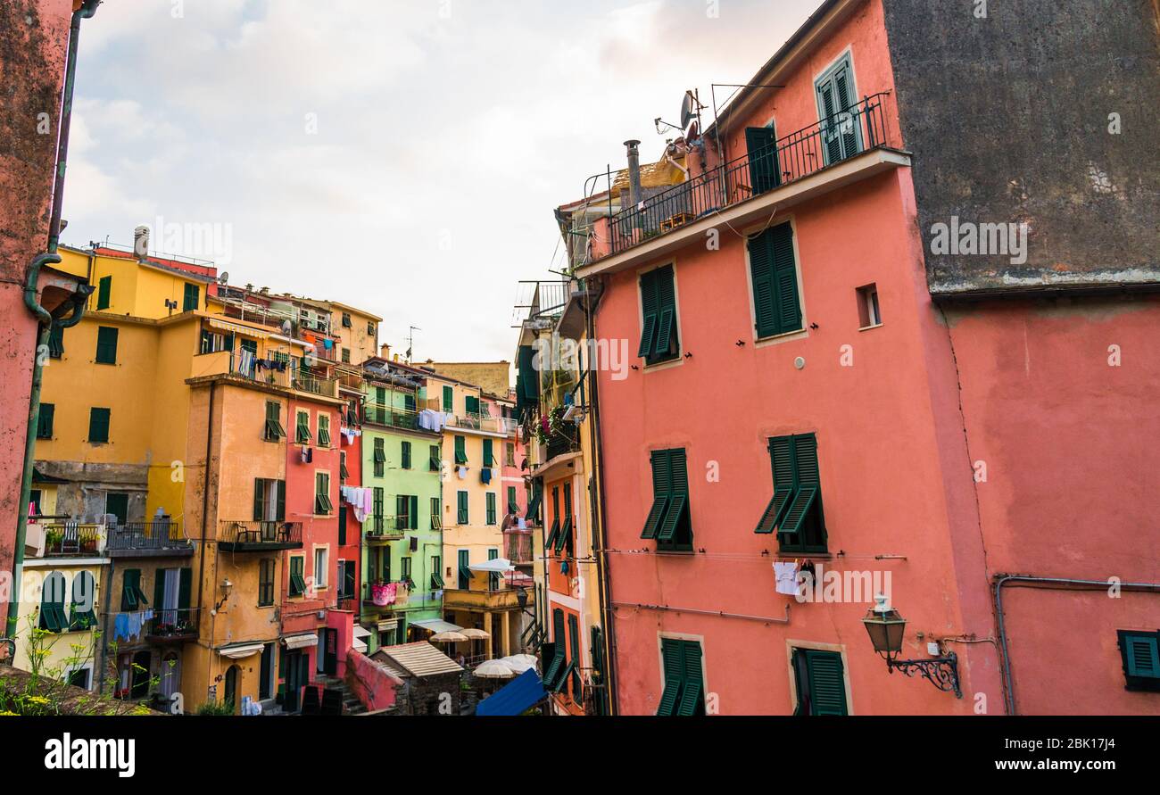 Colorful ancient Italian architecture houses in Vernazza village ...