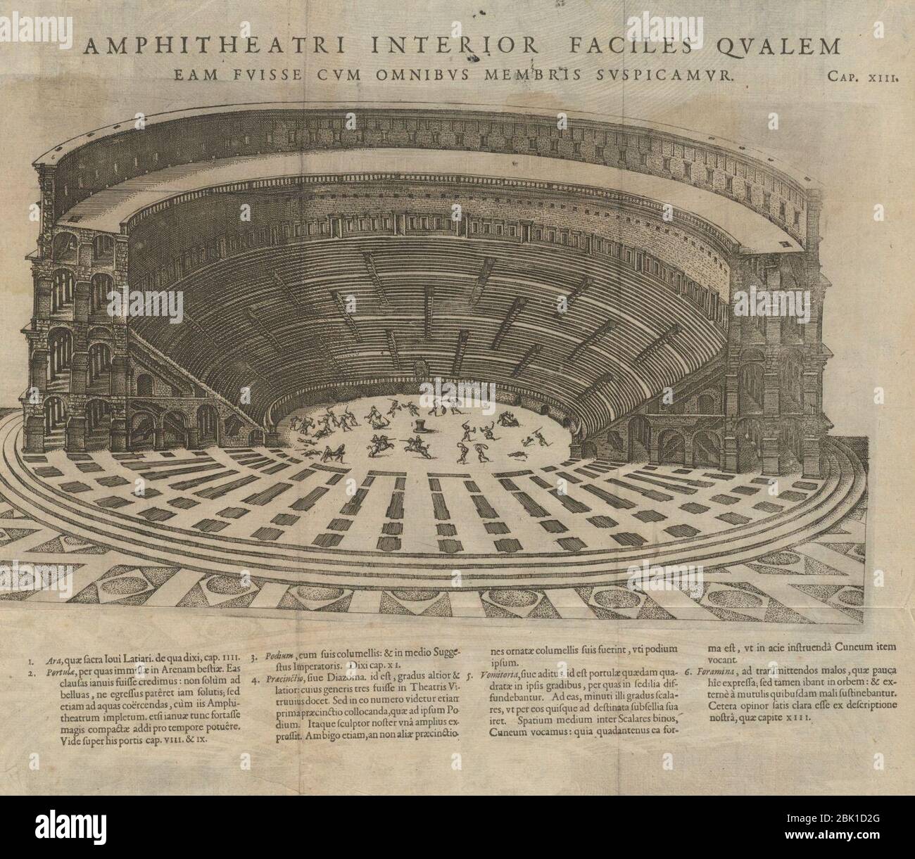 Houghton NC5 L6698 582se - Justus Lipsius, amphitheatri interior, 1592. Stock Photo