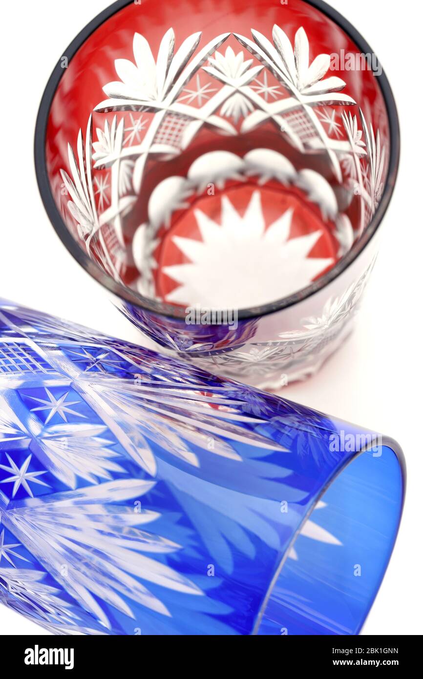 Edokiriko, This is Japanese traditional cut glass on white background Stock Photo