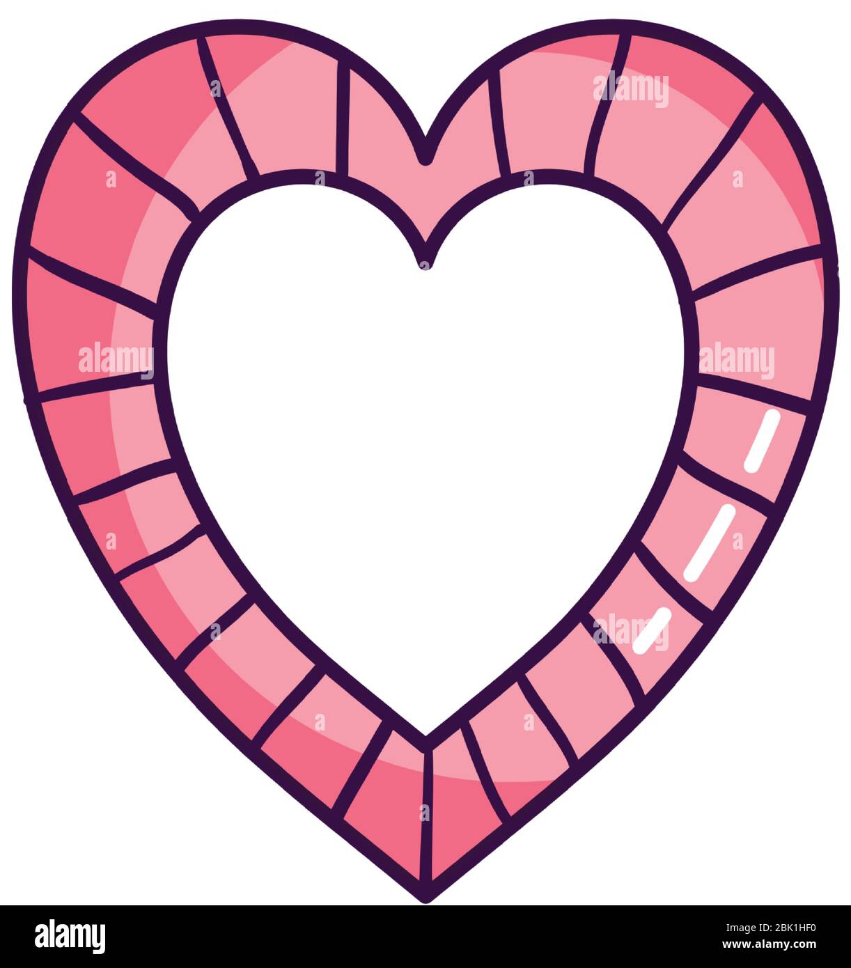 heart frame icon over white background, line color style, vector ...