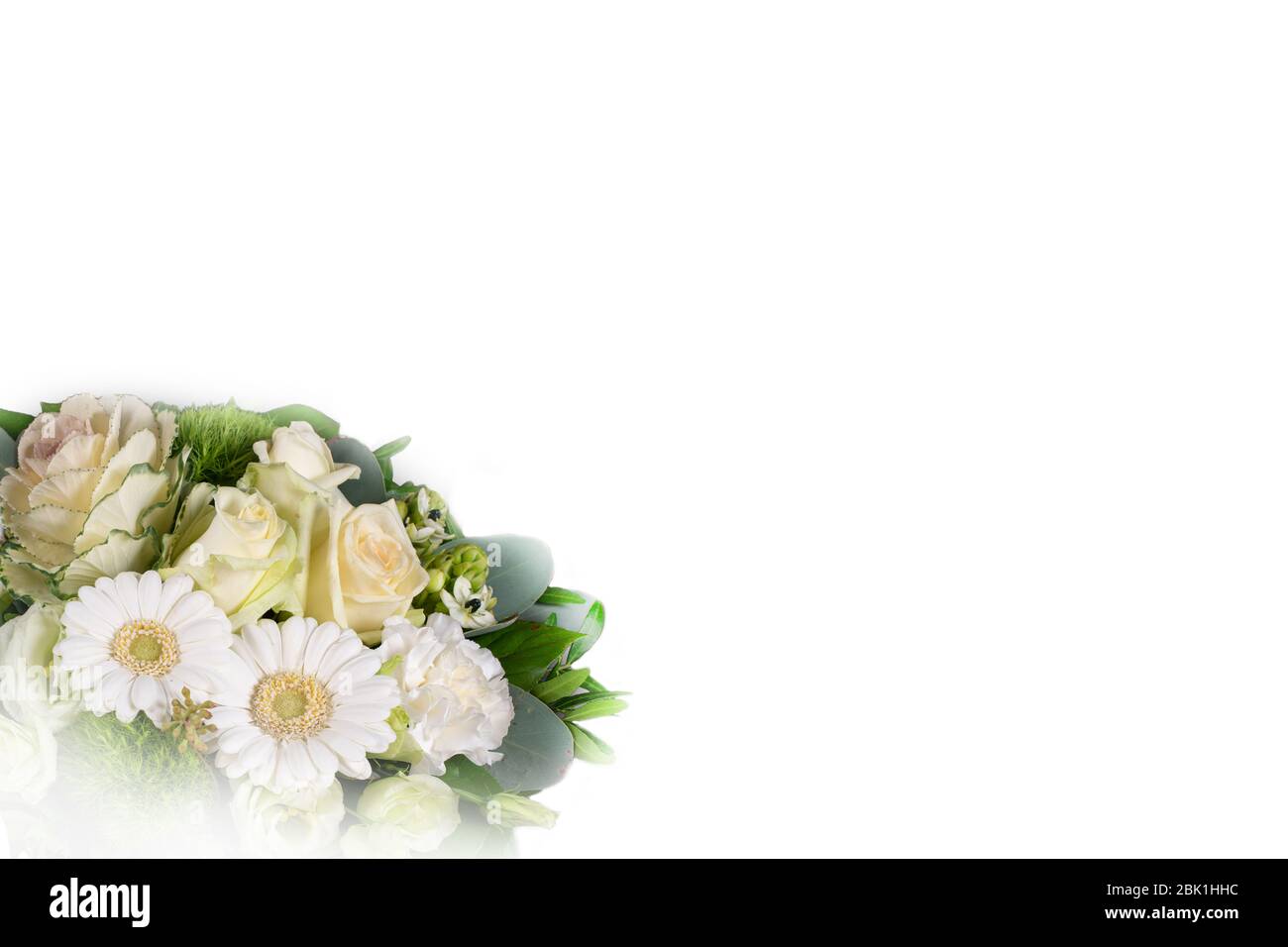 Bouquet of white flowers isolated on white background. Stock Photo