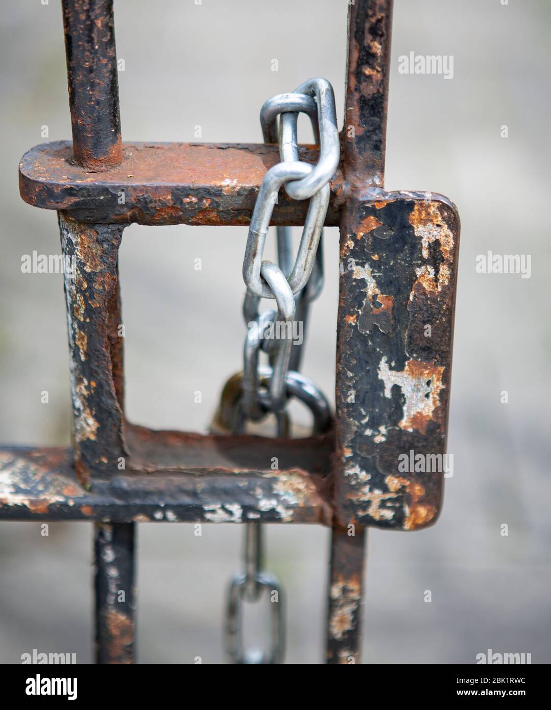 Padlock and chain on a gate Stock Photo Alamy