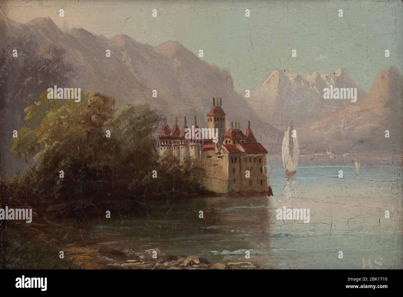 Hubert Sattler (attr) Schloss Chillon. Stock Photo