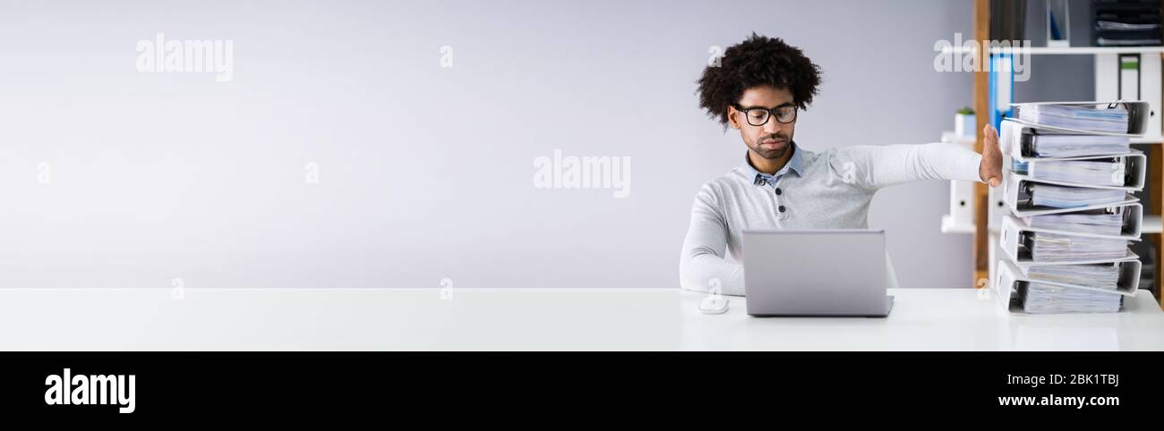Accountant Using Software For Invoices And Tax Documents. Digital Transformation Stock Photo