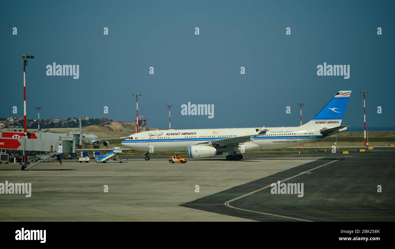 Istanbul / Turkey - September 14, 2019: Kuwait Airways Airbus A330-200 airplane at the new Istanbul Airport, Istanbul Havalimani in Turkey Stock Photo