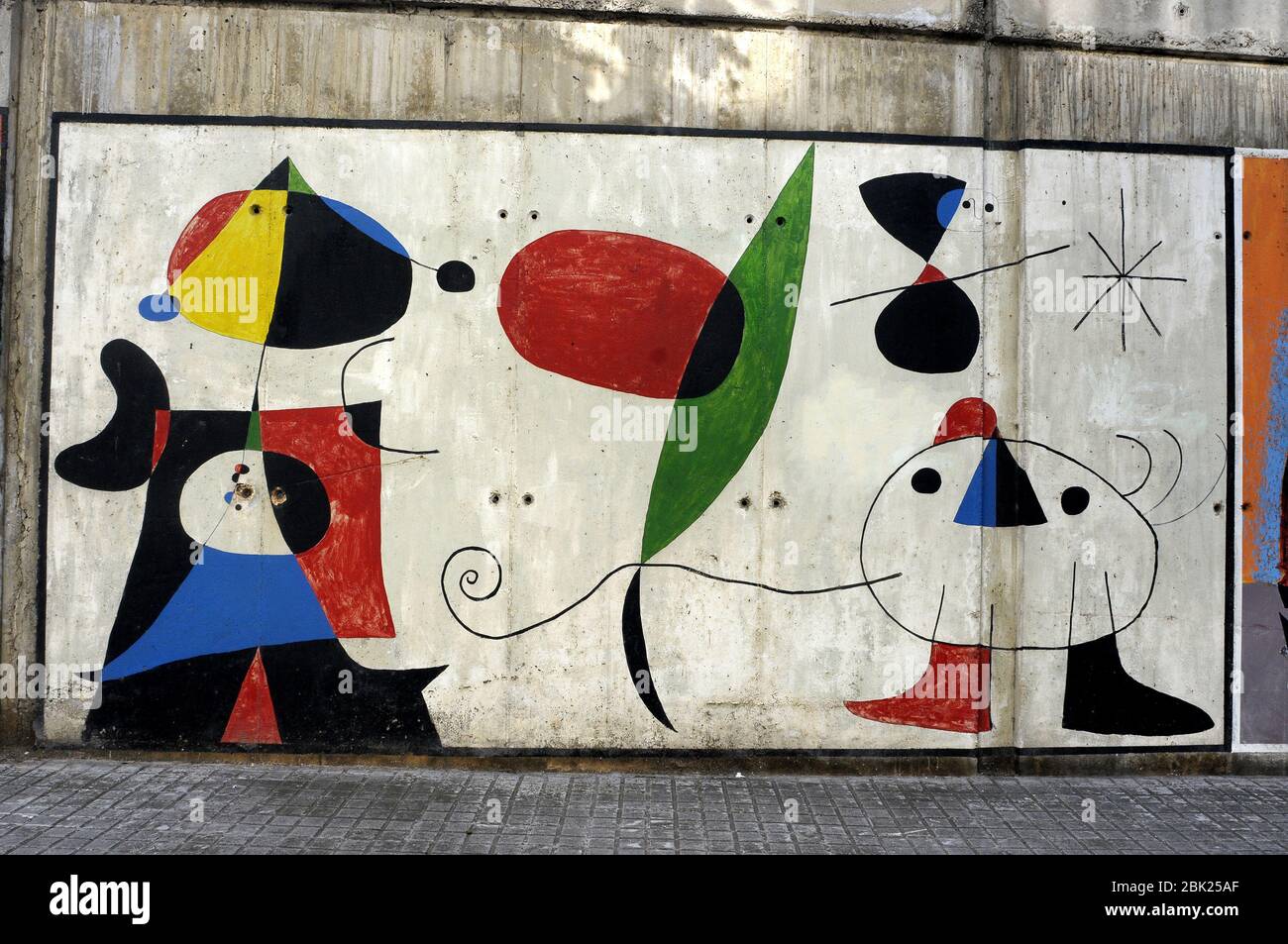 Joan Miró  painting on street,  street art , famous painting Stock Photo