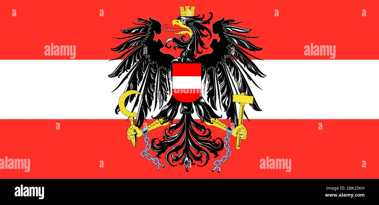 National Flagge im Vintage Design Österreich Flag of Austria - Blechschild  30 x 20 cm