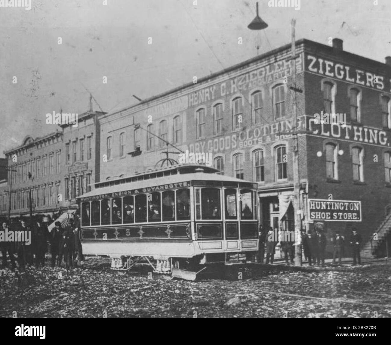 Huntington's First Electric Streetcar on Third Avenue in 1888 Stock
