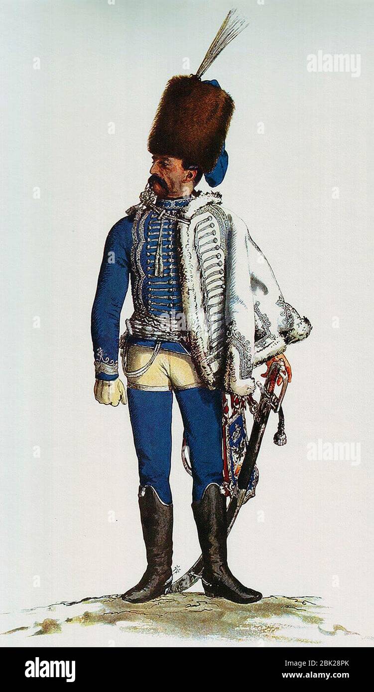 Hussard prussien du régiment Puttkamer (n°4), A. Menzel. Stock Photo