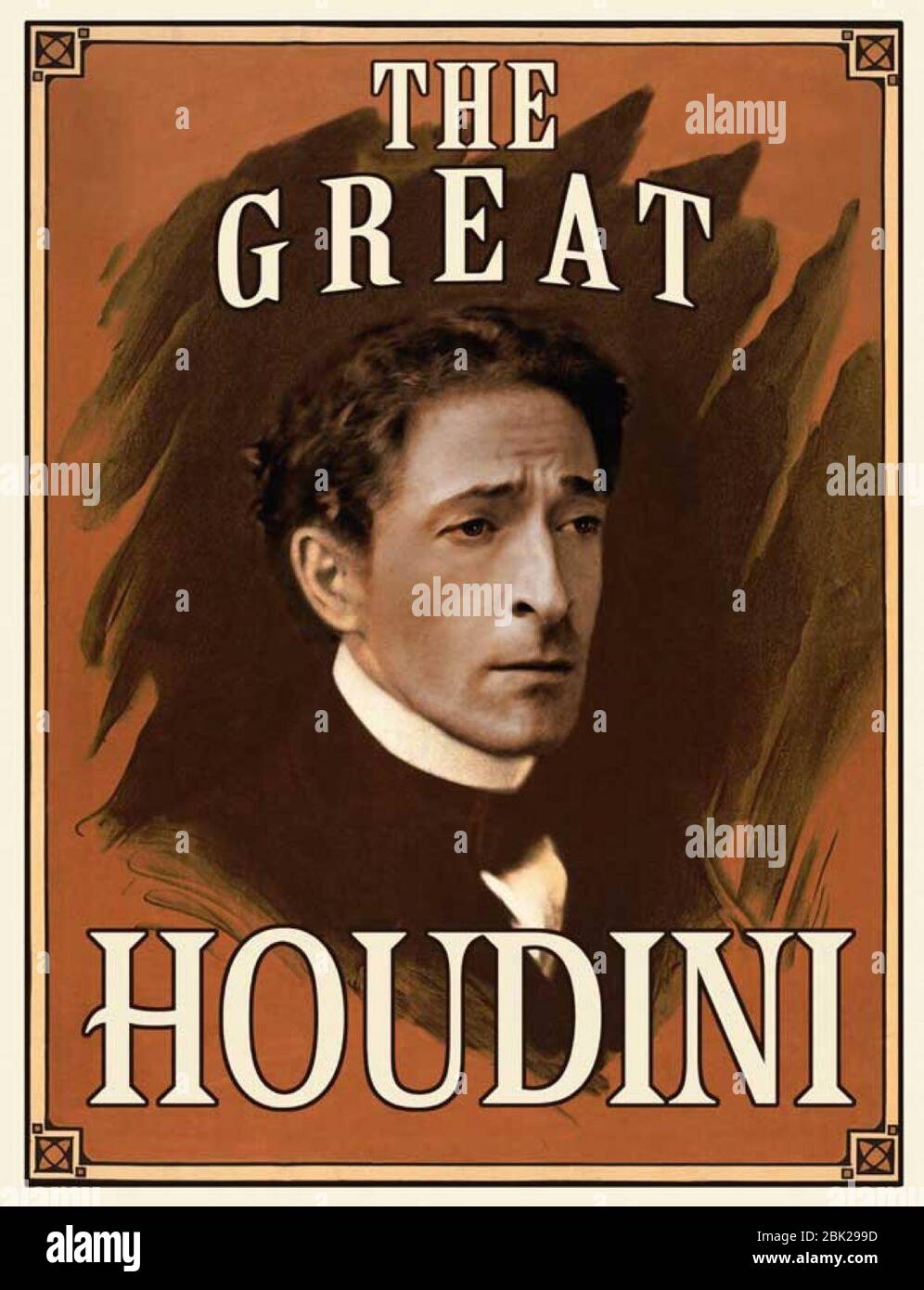Vintage poster showing famous magician Houdini Stock Photo
