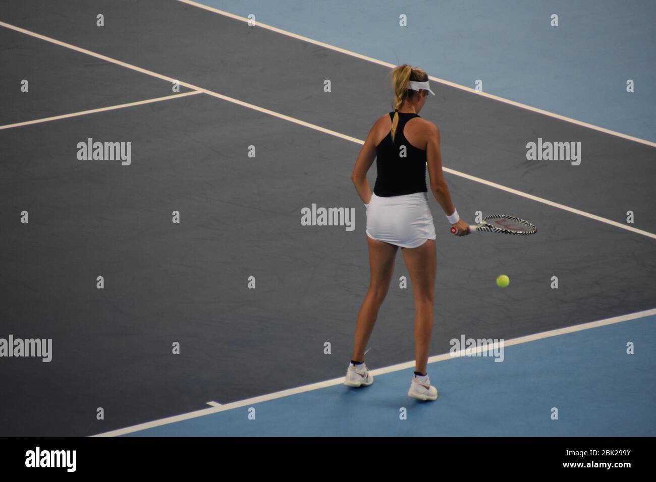 Katie Boulter of Great Britain at the Copper Box Arena, London on the 20th of April 2019 for the women’s tennis FED CUP (Team GB). Stock Photo