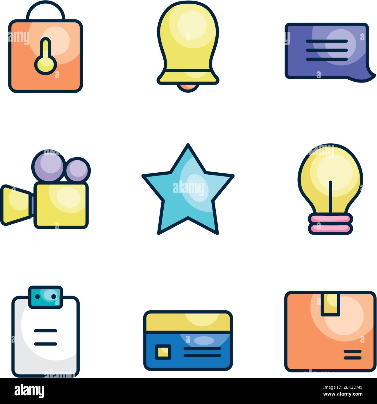 padlock and user interface icon set over white background, line color ...