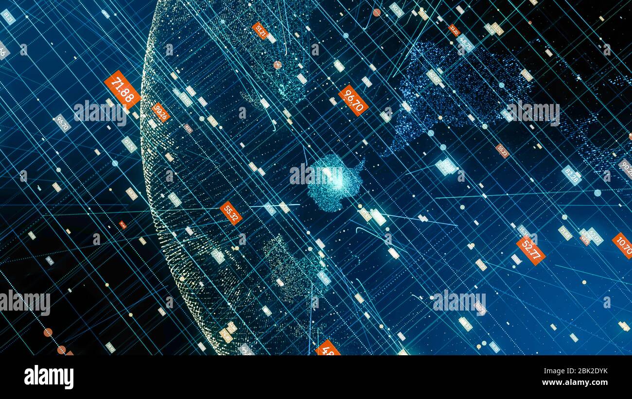 Digital planet technology with data.Abstract global network data connection.Cyberspace world concept Stock Photo