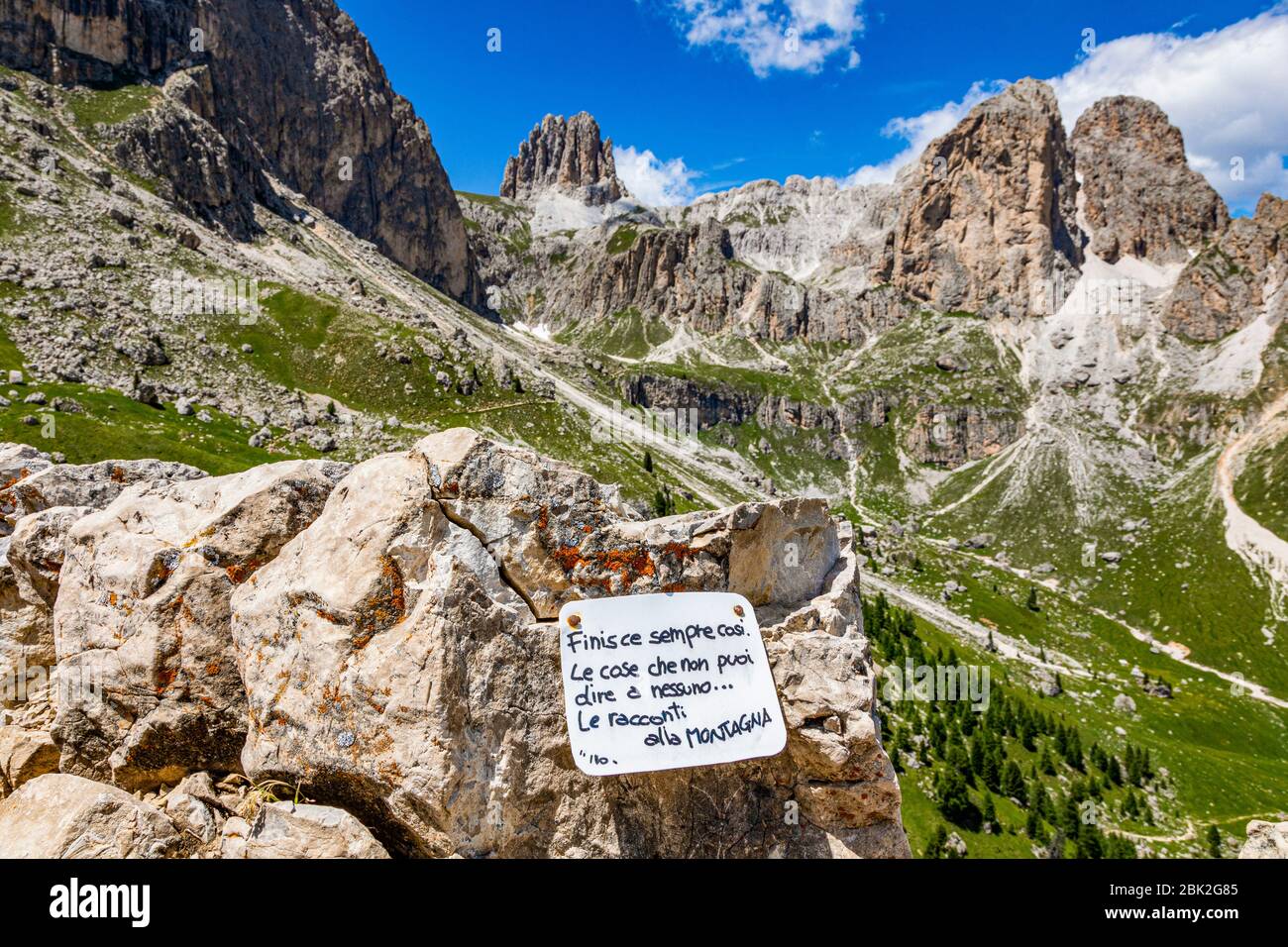 Italy Trentino - Val di fassa - Catinaccio Rosengarten -  Landscape near Roda di Vael Refuge Stock Photo