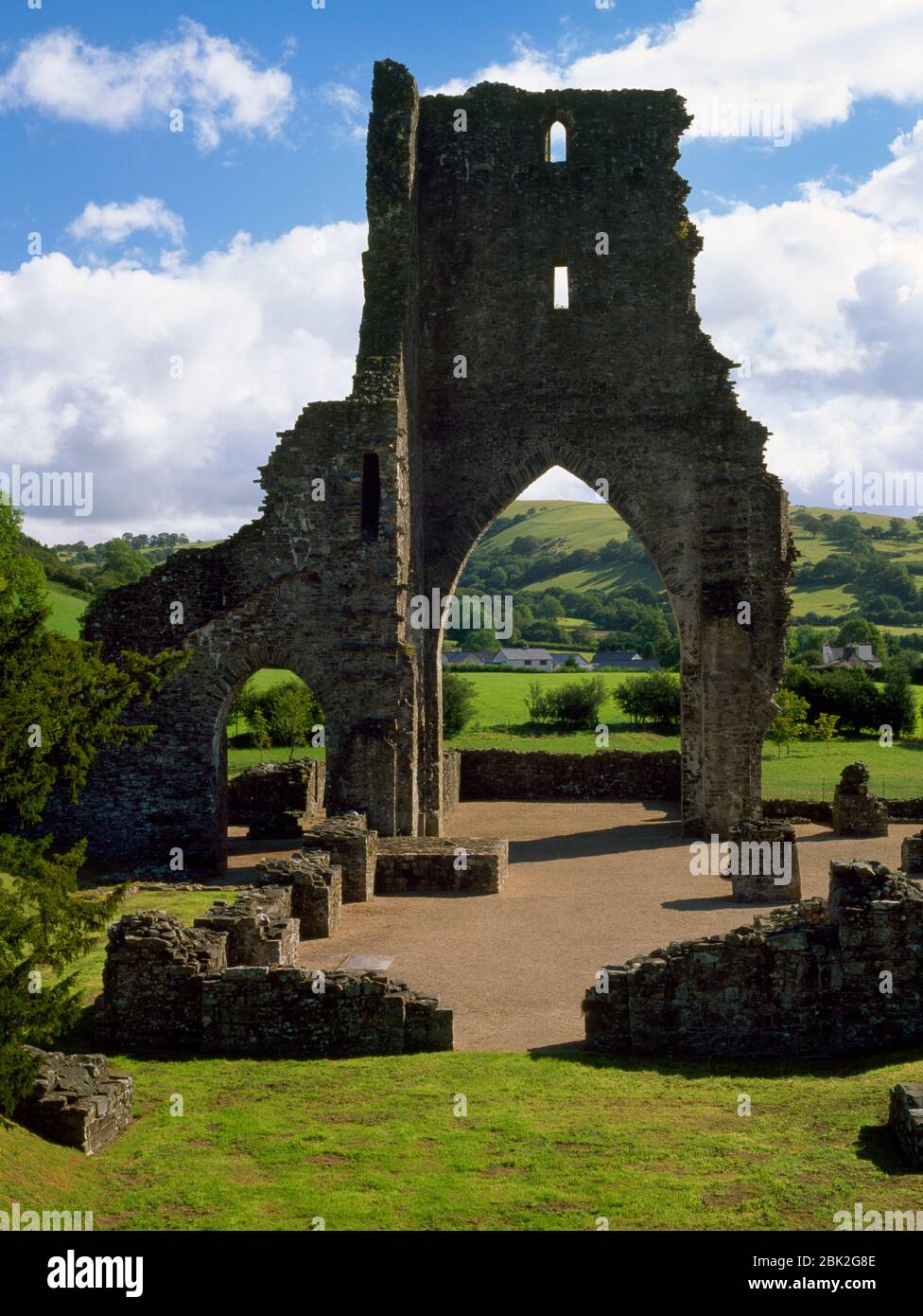 View E of the truncated nave, central tower, N transept & presbytery of Talley Abbey, Carmarthenshire, Wales, UK. Founded 1184-94 by the Lord Rhys. Stock Photo
