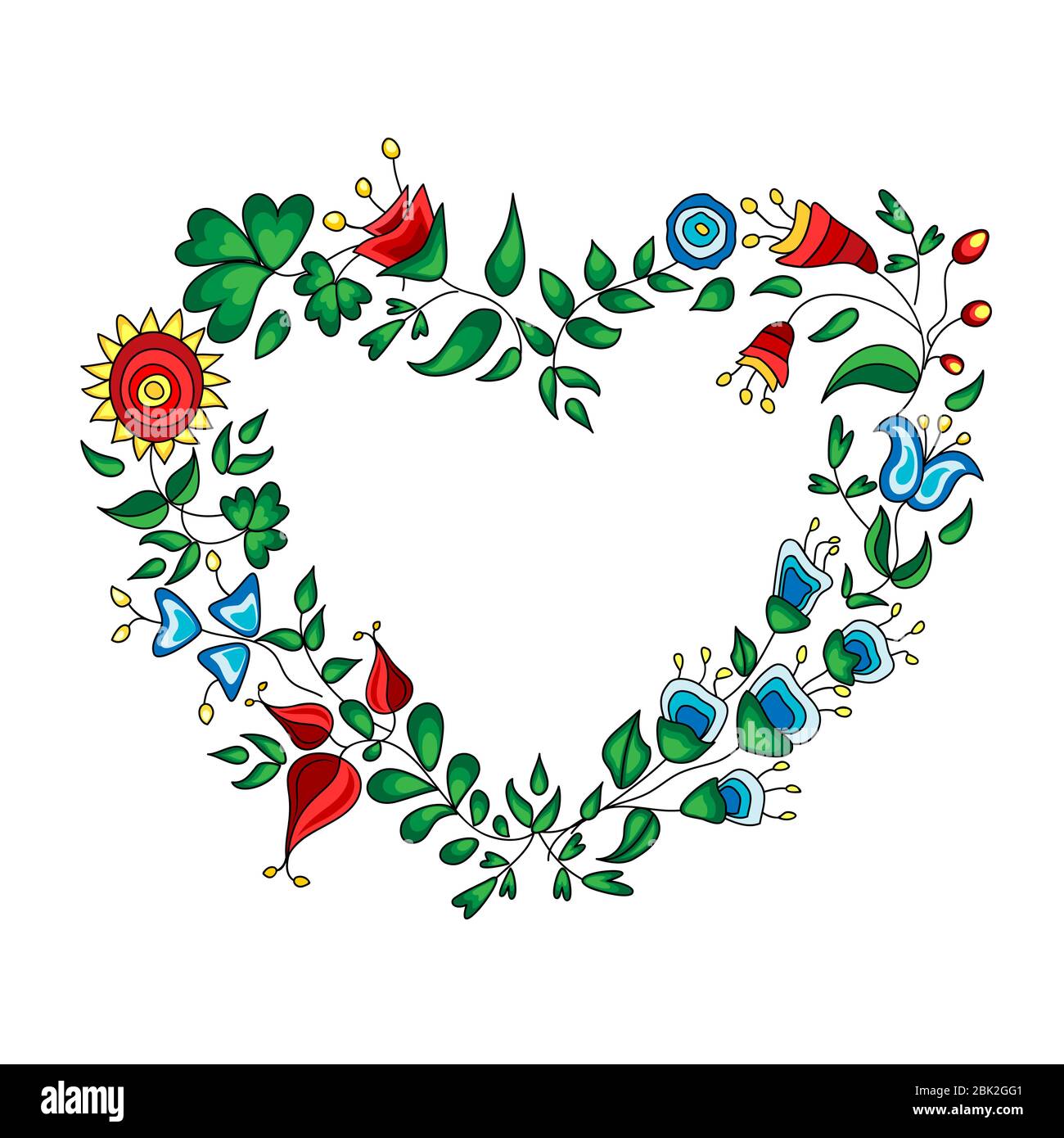 Heart shape wreath made from colorful flowers Stock Vector Image & Art ...