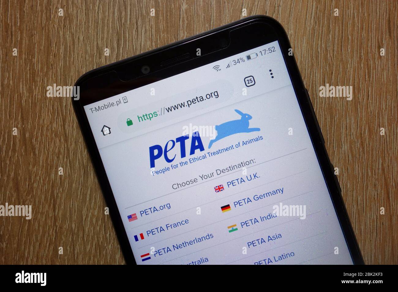 People for the Ethical Treatment of Animals organization website (www.peta.org) displayed on smartphone Stock Photo