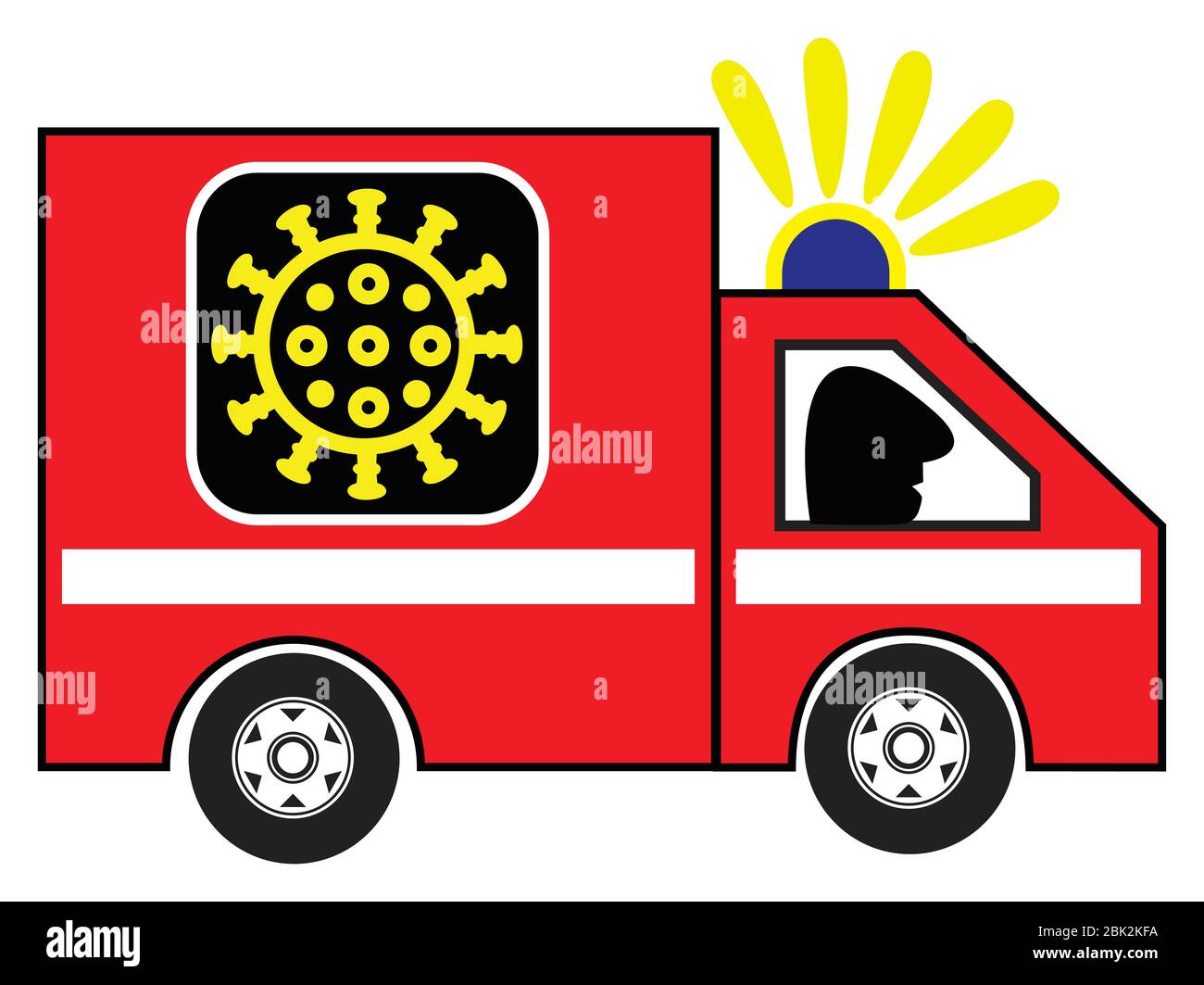 Caricature of emergency vehicle to fight the COVID-19 pandemic Stock Photo