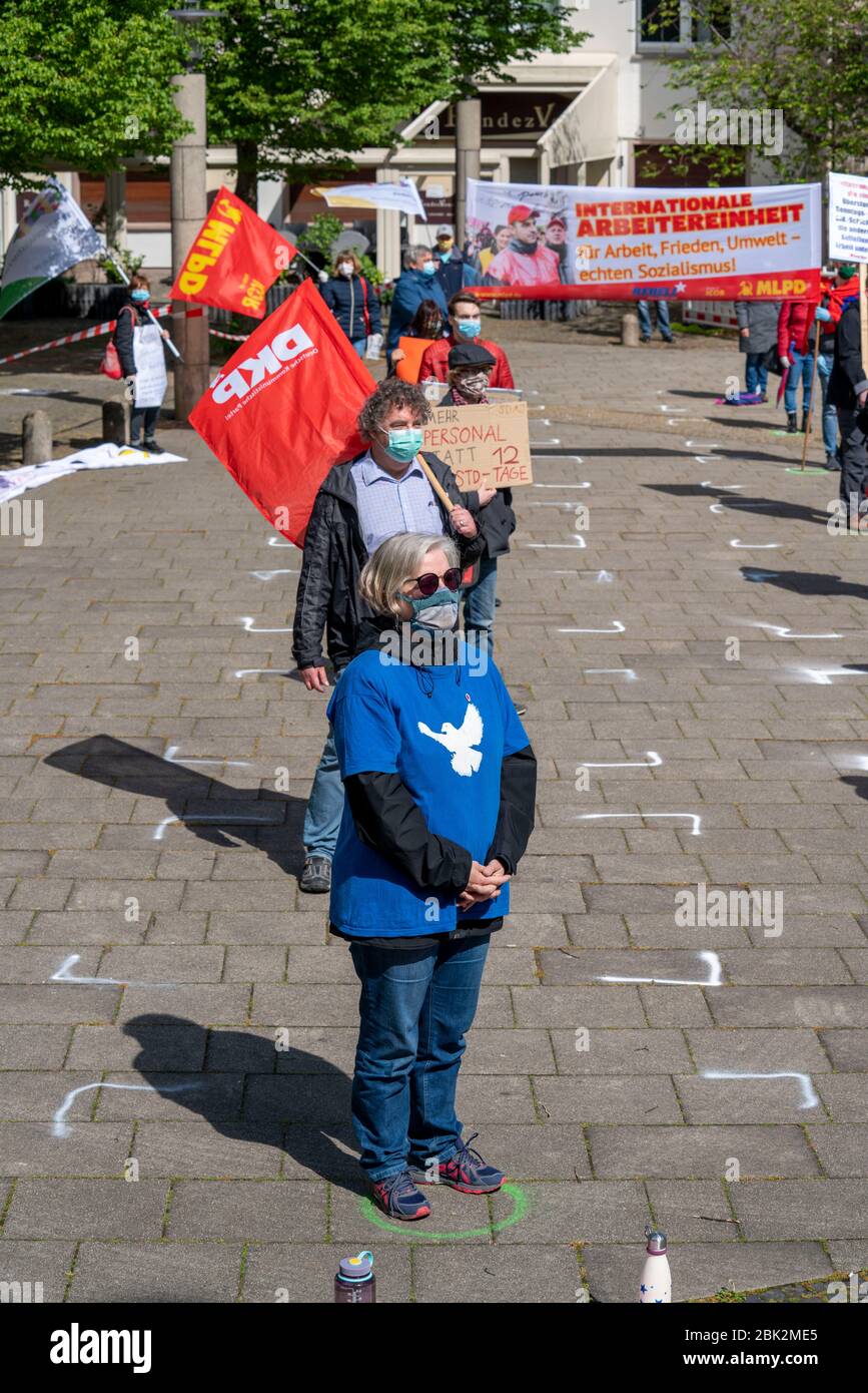 Demonstration on May 1, at Weberplatz in Essen, an alliance of left-wing parties and groups had, in the second instance, before the OVG Münster achiev Stock Photo