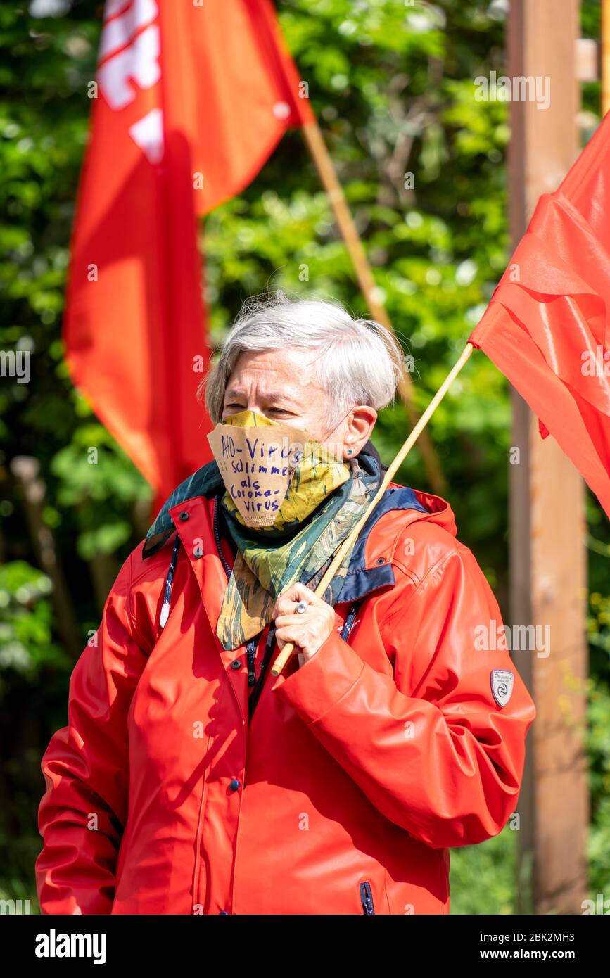 Demonstration on May 1, at Weberplatz in Essen, an alliance of left-wing parties and groups had, in the second instance, before the OVG Münster achiev Stock Photo