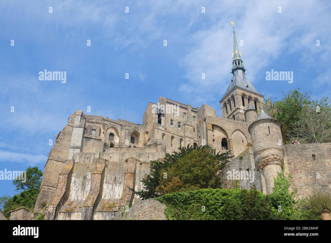 The historic rocky island of Le Mont St Michel in norther France, with ancient fortified buildings Stock Photo