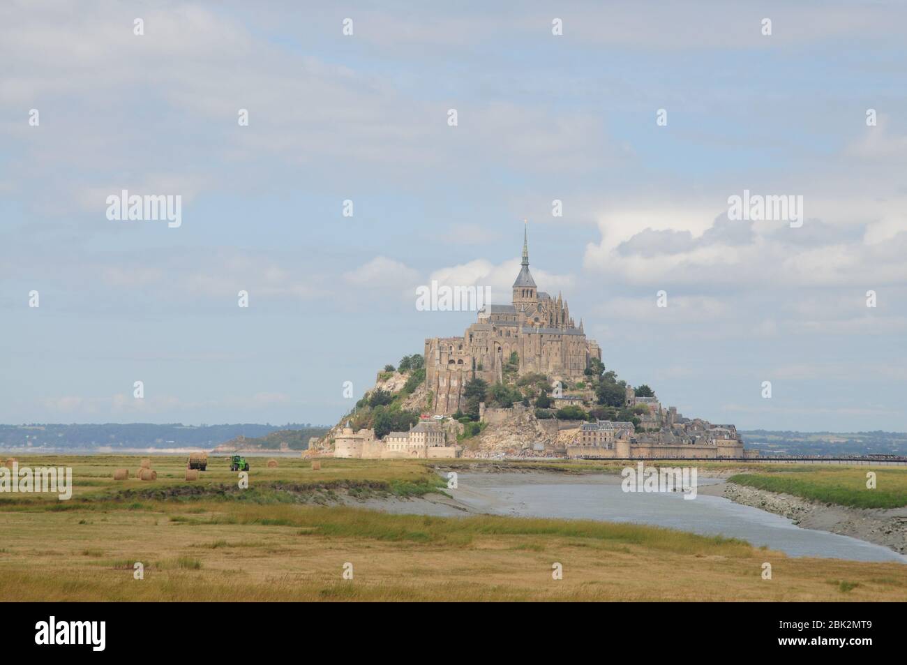 The historic rocky island of Le Mont St Michel in norther France, with ancient fortified buildings Stock Photo