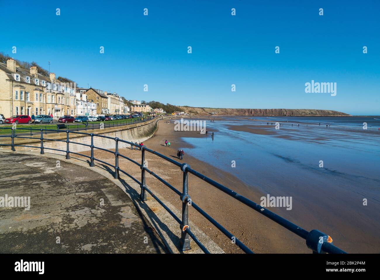 Filey Bay, promenade,  beach, autumn, North Yorkshire coast, England, UK Stock Photo