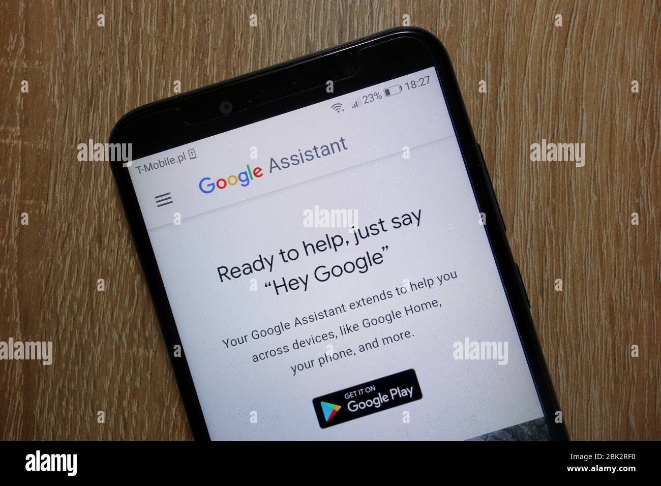 Google Assistant website displayed on smartphone Stock Photo