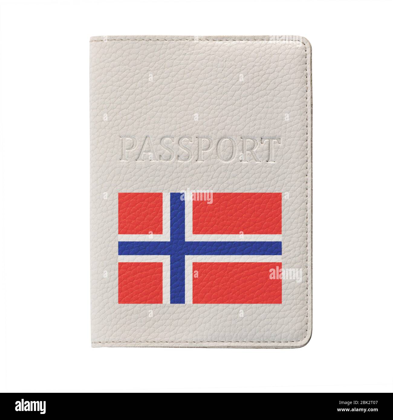 Norwegian passport isolated on white background. Travel document Stock
