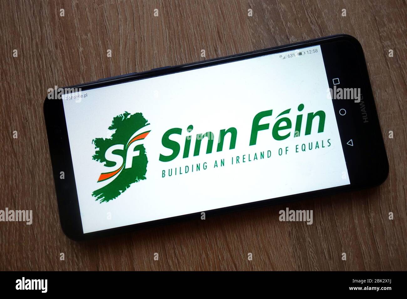 Sinn Fein Irish republican political party logo displayed on smartphone Stock Photo