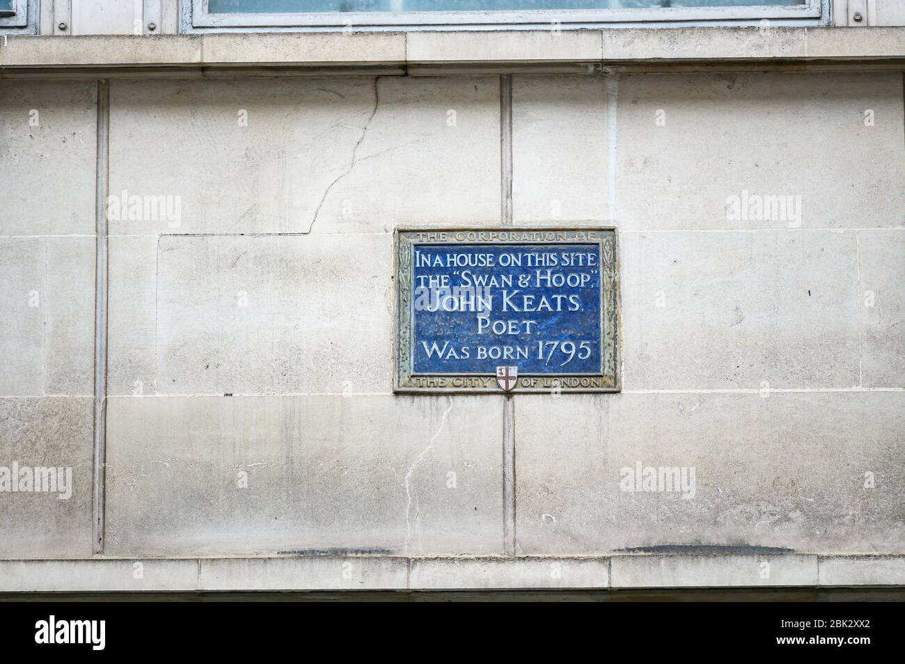 John Keats Plaque, 85 Moorgate, EC2, London Stock Photo - Alamy