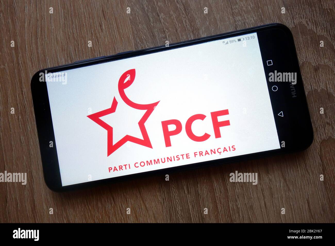 PCF (Parti Communiste Francais) French political party logo displayed on smartphone Stock Photo