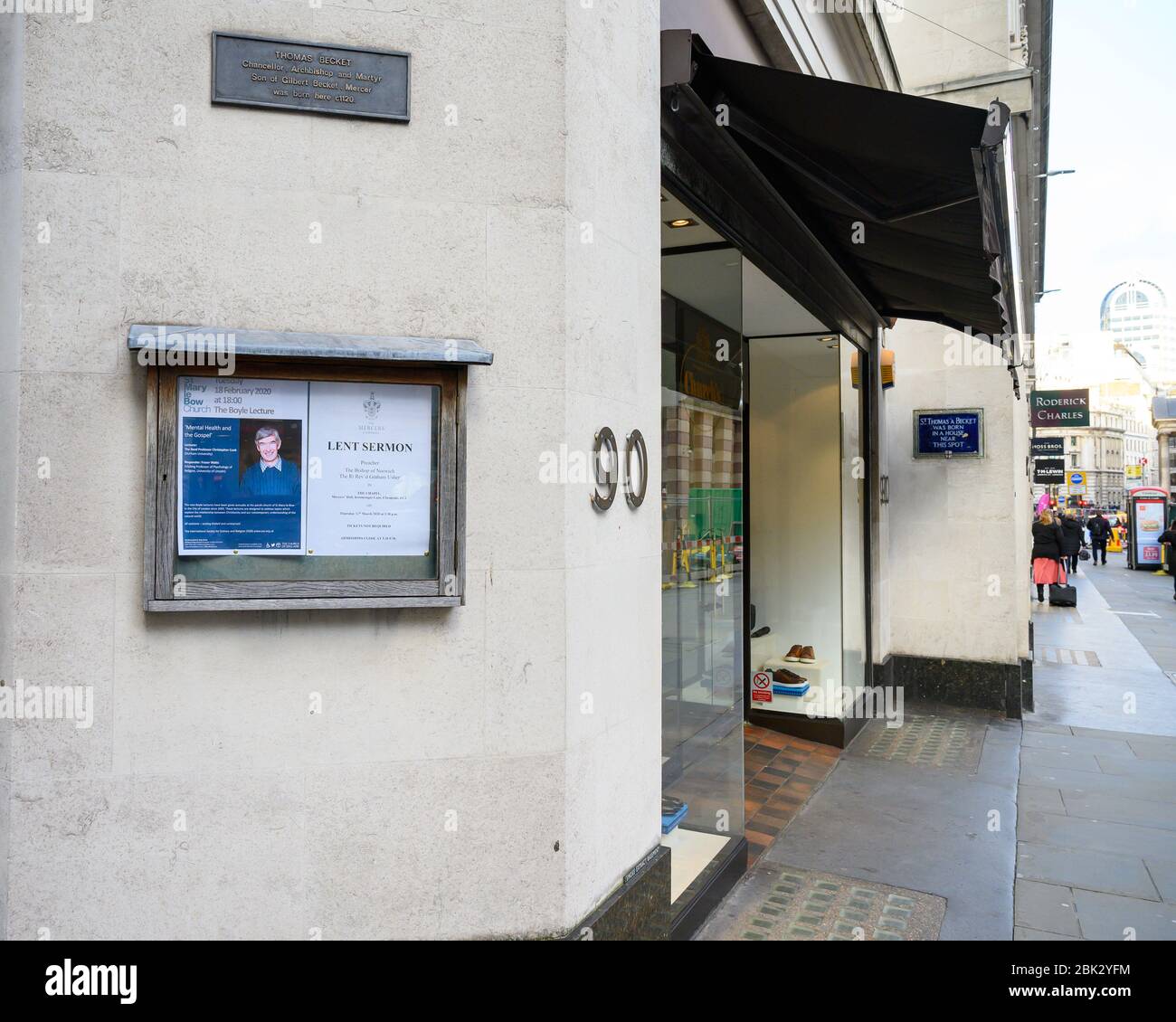 St Thomas a Becket Plaque, 90 Cheapside, EC2, London Stock Photo - Alamy