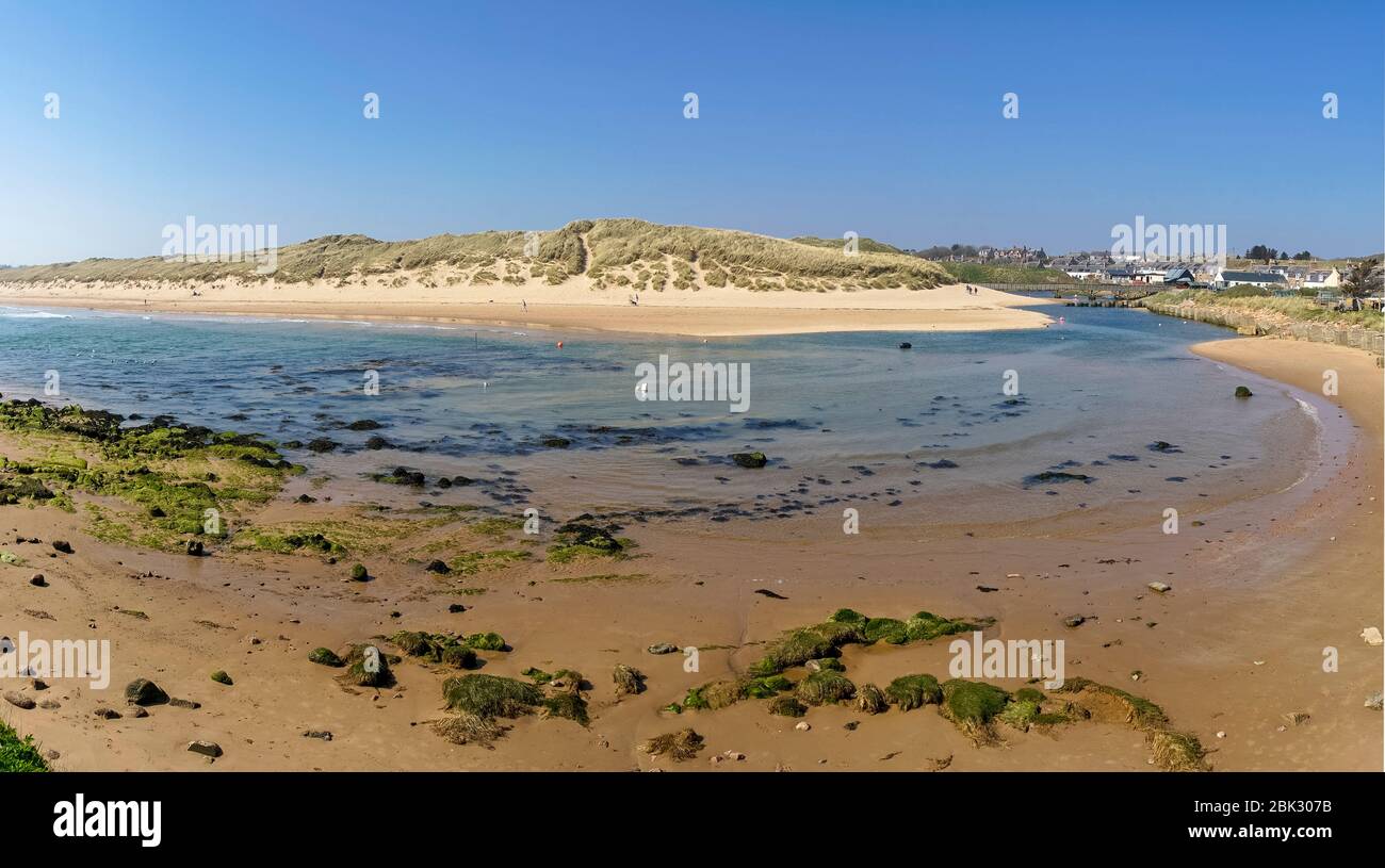 Panorama, Cruden Bay sandy estuary near Aberdeen, Aberdeenshire