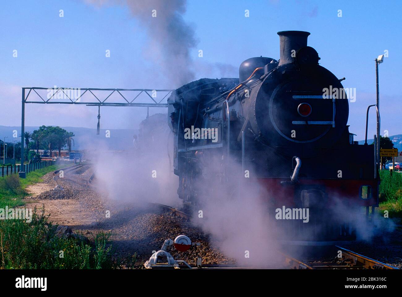 Steam Engine, steam railway Knysna-Georg, Knysna station, Garden route, Western Cape, South Africa Stock Photo