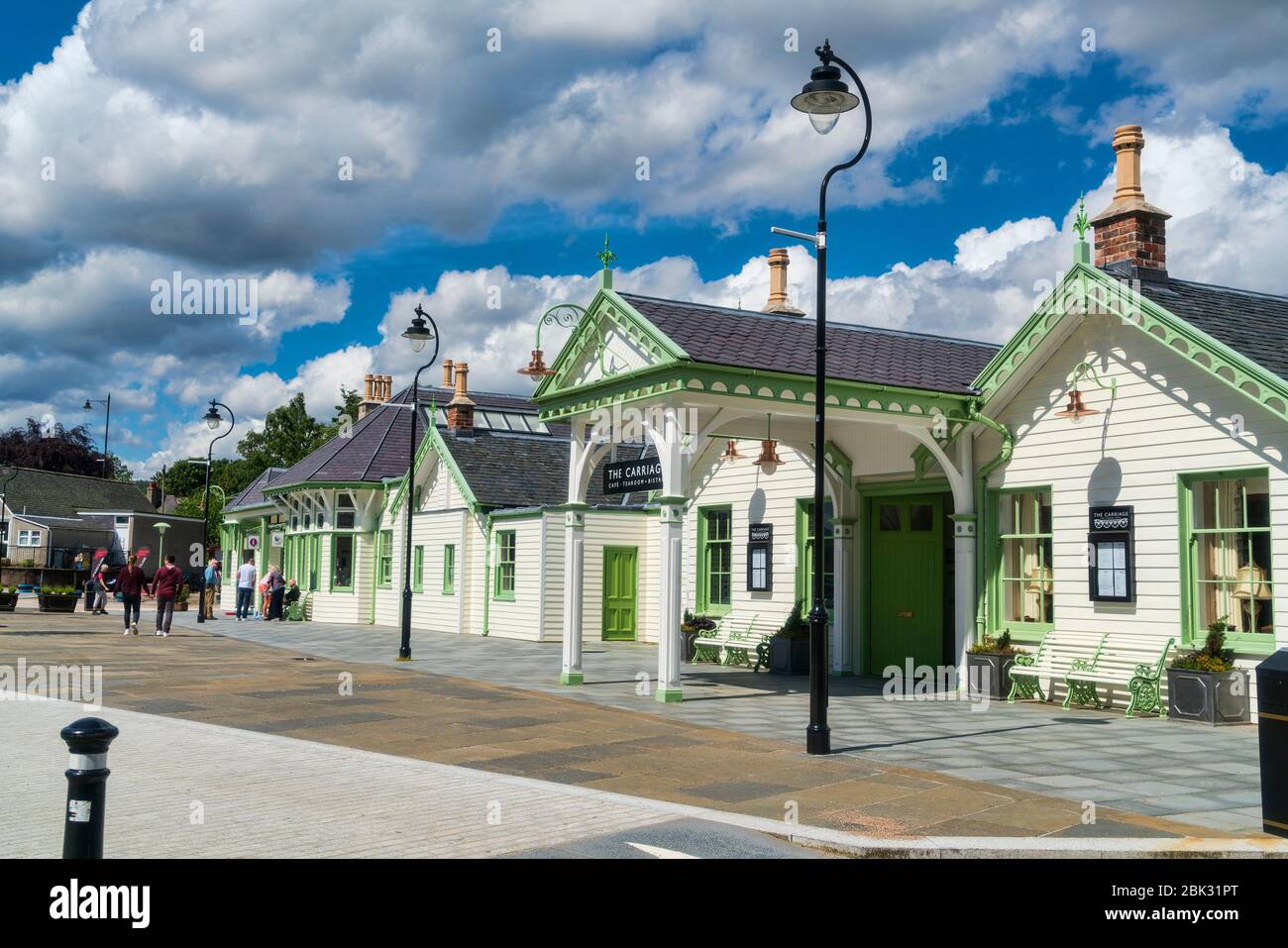 Ballater village centre, old historic station, Aberdeenshire,  Highland Region, Scotland UK Stock Photo