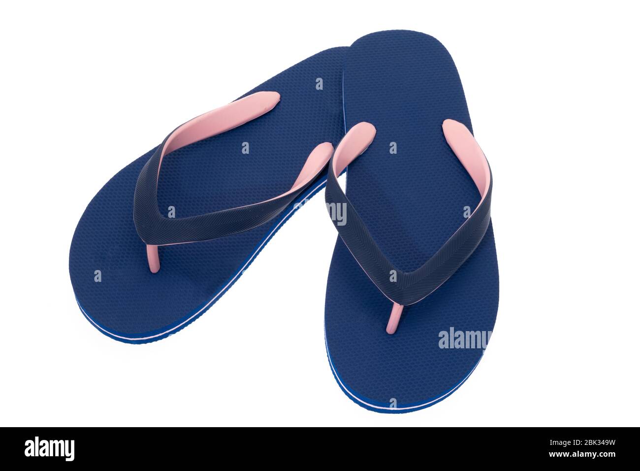 Blue flip flops - white background Stock Photo - Alamy