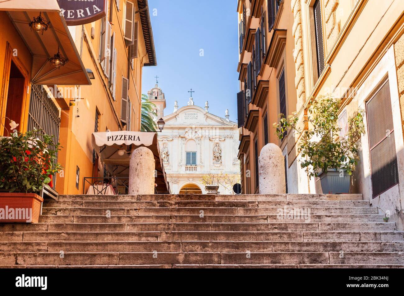 Steps leading from Via Veneto to Sant Isadora in Rome Stock Photo