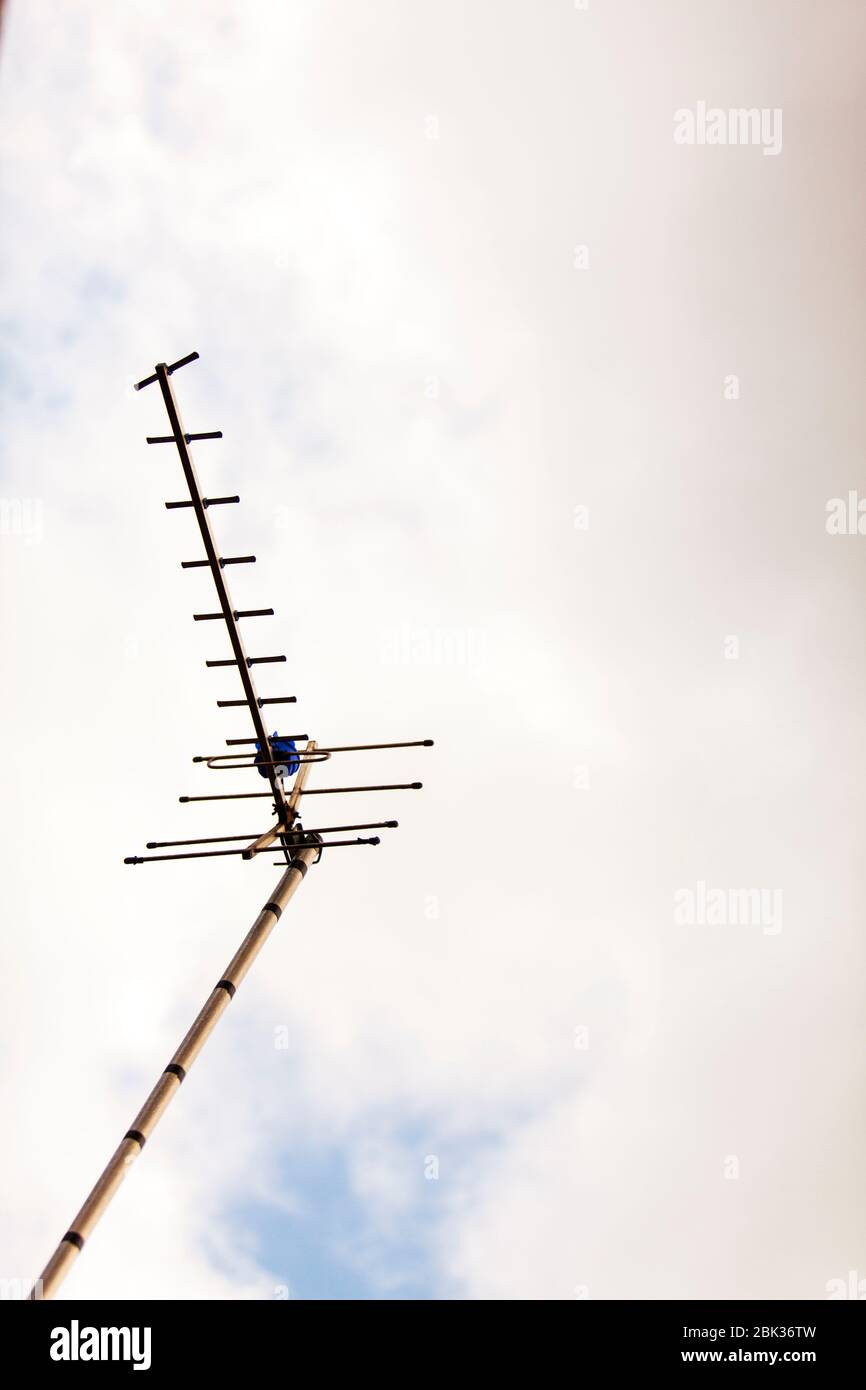 tv aerial, tv aerial outside, TV Ariel, TV receiver, signal receiver, TV antenna, copy space, TV reception, analogue aerial, analogue receiver, TV Stock Photo