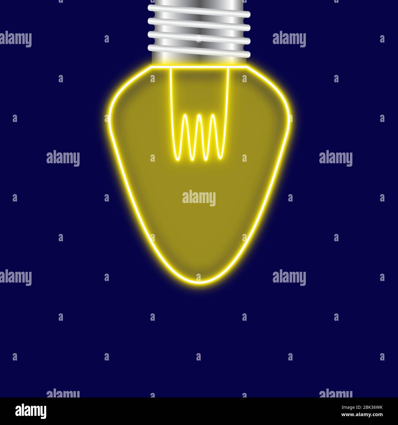 Lightbulb with neon style on background Stock Photo
