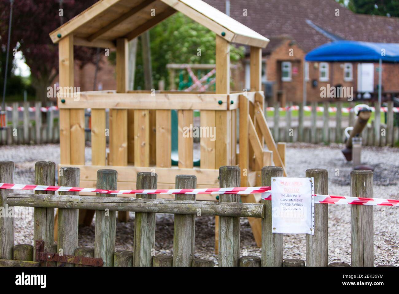Childrens playground closed due to Covid 19, childrens playground closed due to coronavirus, playground closed, play area closed covid 19, closed, Stock Photo