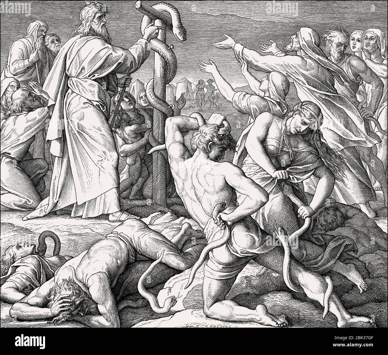 Bronze Serpent, Old Testament, by Julius Schnorr von Carolsfeld, 1860