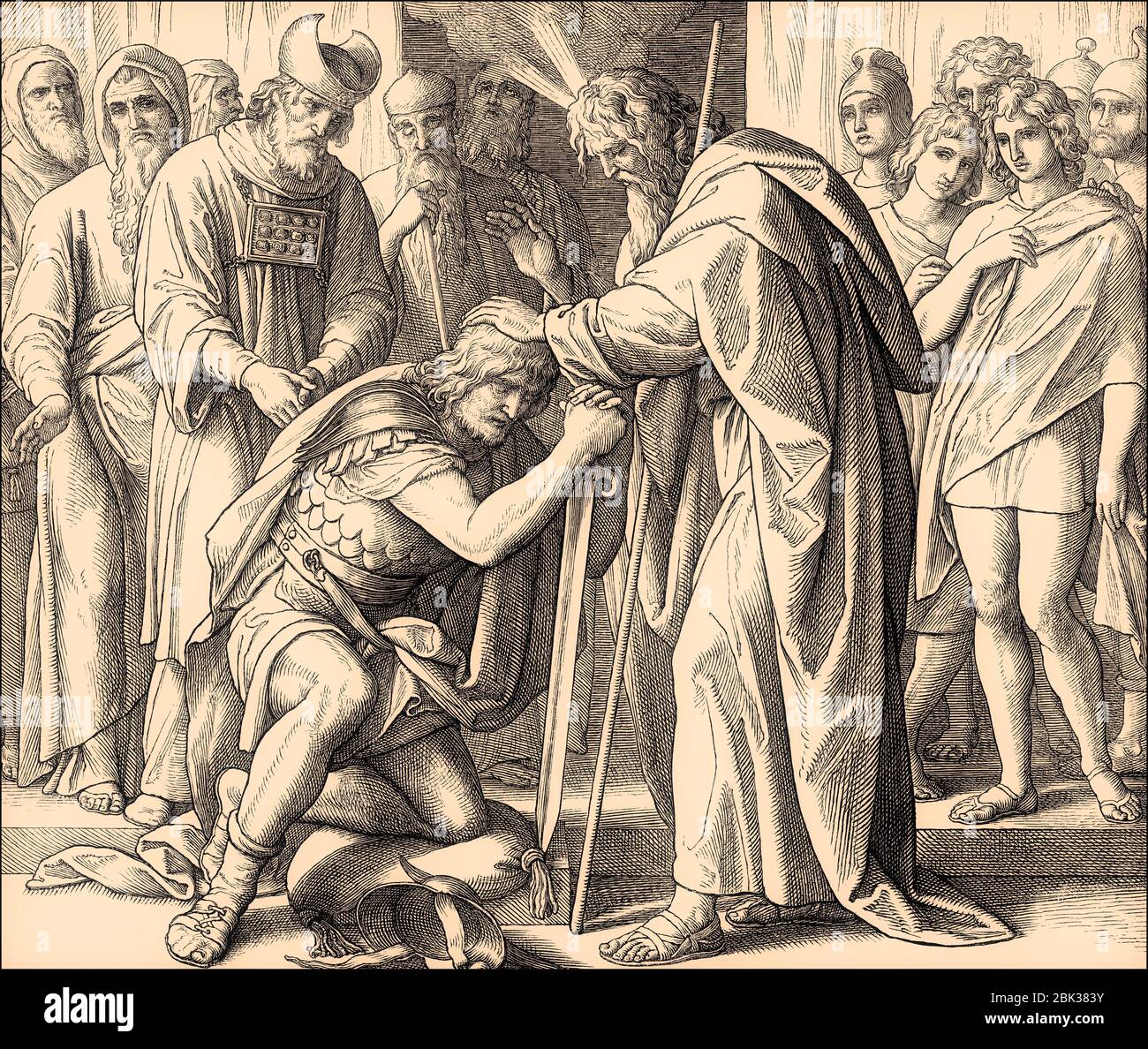 The Selection of Joshua, Old Testament, by Julius Schnorr von Carolsfeld, 1860 Stock Photo