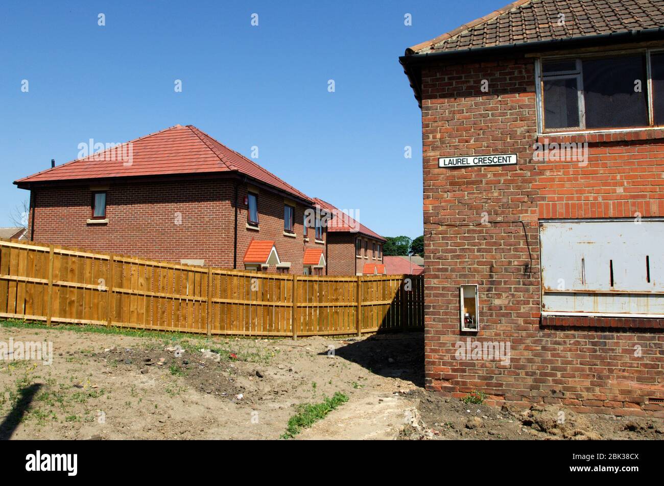 Boarded up council housing in ex mining village in County Durham