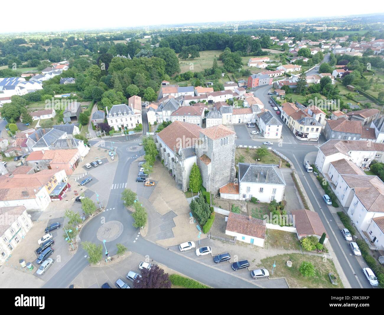 Arial View Of Centre Ville, Moncoutant sur Sevre Stock Photo