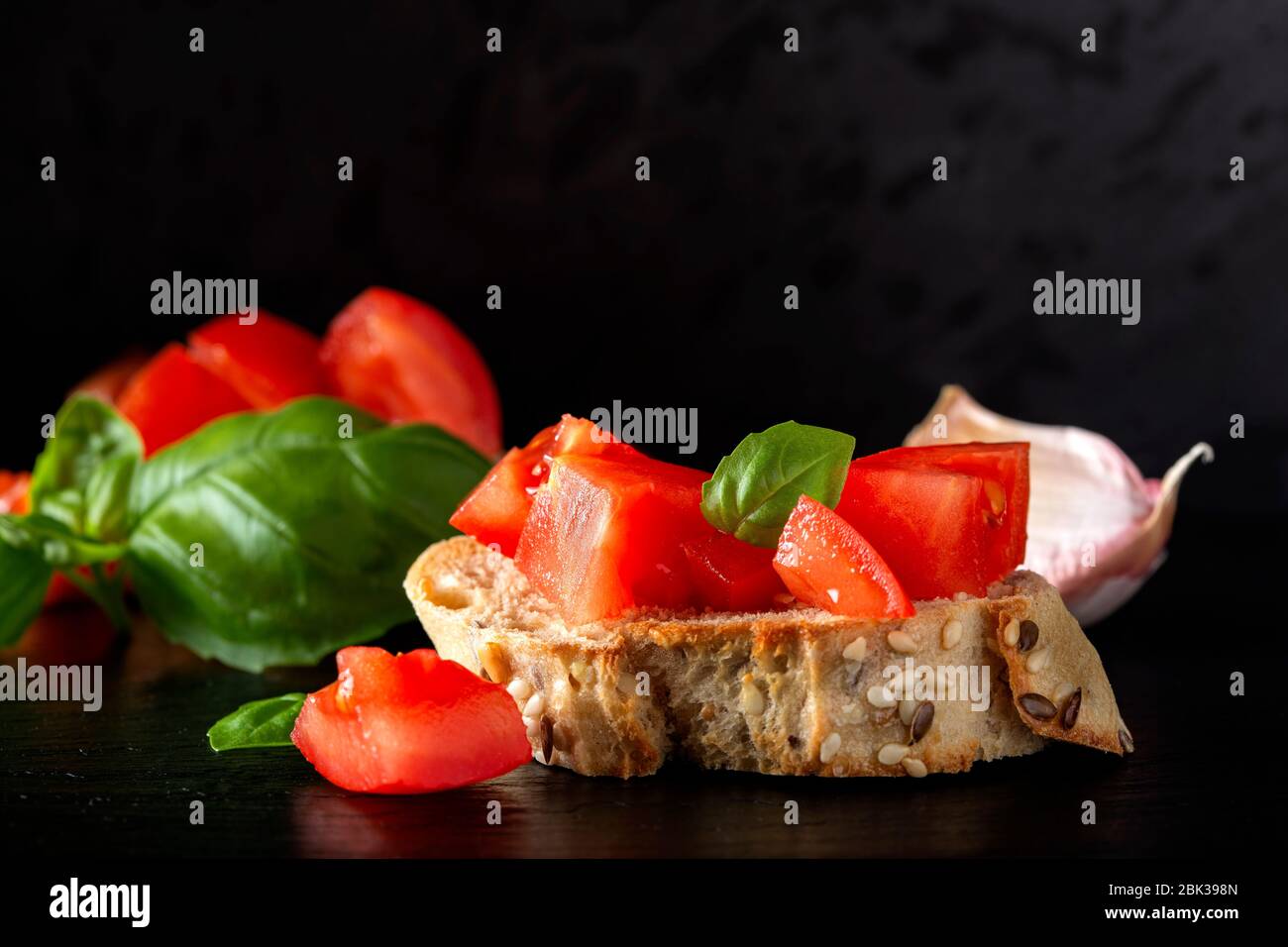 Bruschetta with tomatoes and herbs Stock Photo